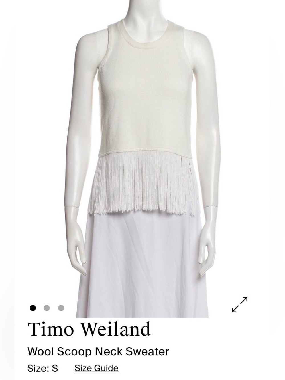 Timo Weiland Ivory Fringe Wool Tank
